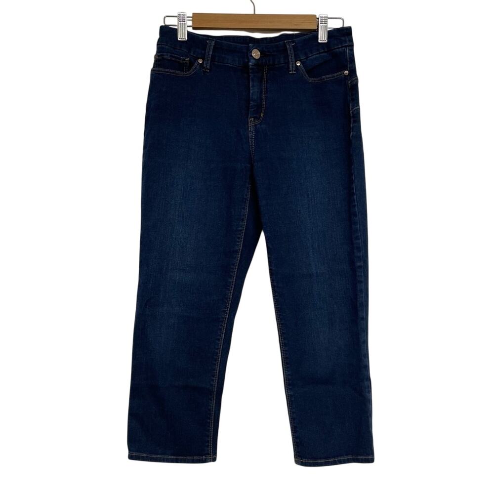 Chicos So Lifting Dark Wash High Rise Cropped Jeans Womens 0P Blue Denim Zip Fly